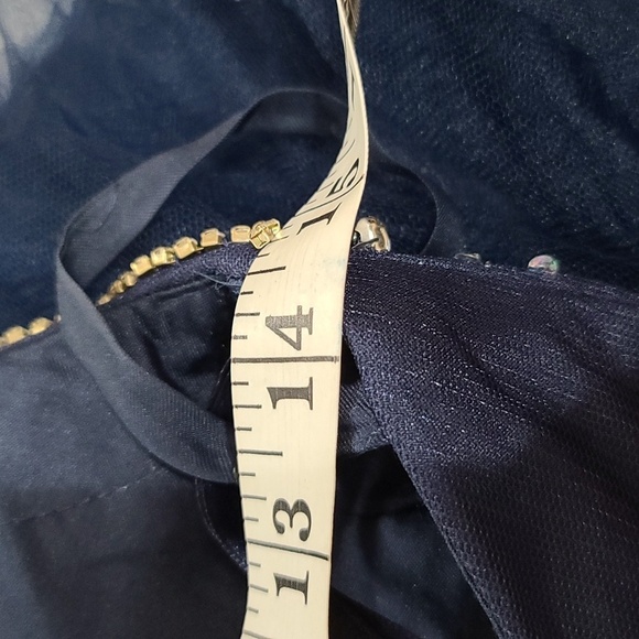 TLC Say Yes To The Prom Dress Navy Beaded Layered Tulle Lined Sz 7/8 GUC *READ* - Picture 13 of 14